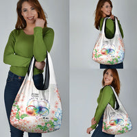 Fight Cancer In All Colors Grocery Bag Plumeria Mix Tapa Pattern