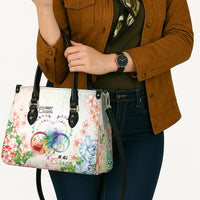 Fight Cancer In All Colors Leather Bag Plumeria Mix Tapa Pattern