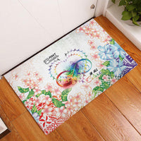 Fight Cancer In All Colors Rubber Doormat Plumeria Mix Tapa Pattern