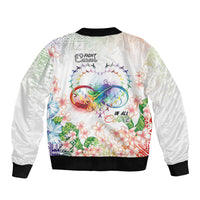 Fight Cancer In All Colors Sleeve Zip Bomber Jacket Plumeria Mix Tapa Pattern