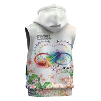 Fight Cancer In All Colors Sleeveless Zip Hoodie Plumeria Mix Tapa Pattern LT7 - Polynesian Pride