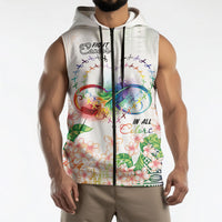 Fight Cancer In All Colors Sleeveless Zip Hoodie Plumeria Mix Tapa Pattern LT7 - Polynesian Pride