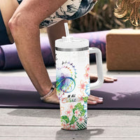 Fight Cancer In All Colors Tumbler With Handle Plumeria Mix Tapa Pattern LT7 - Polynesian Pride