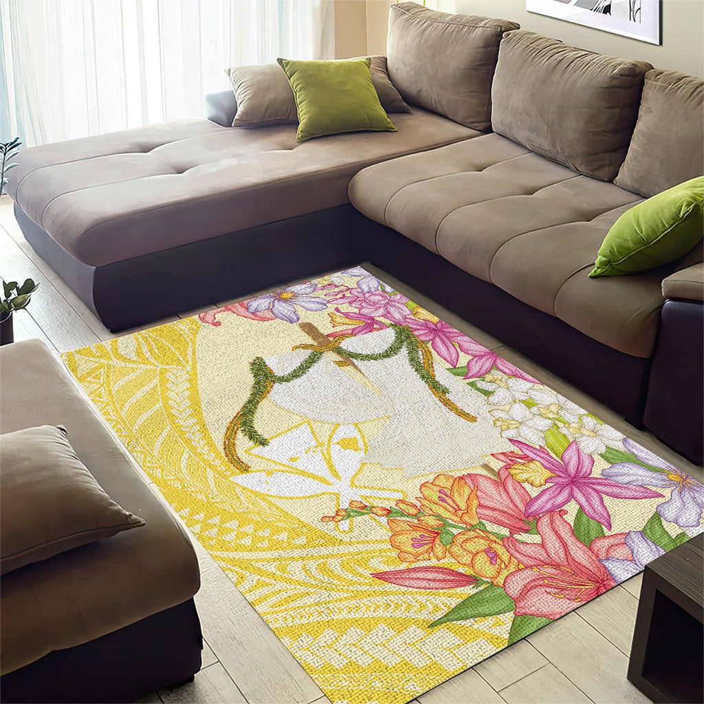 Aloha Hawaii Kanaka Makahiki Area Rug Akua Loa - Festive Golden Sand LT7 - Polynesian Pride