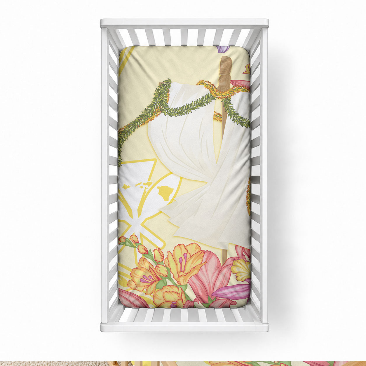 Aloha Hawaii Kanaka Makahiki Baby Bed Cover Akua Loa - Festive Golden Sand LT7 28 × 52 in Sandy Yellow - Polynesian Pride