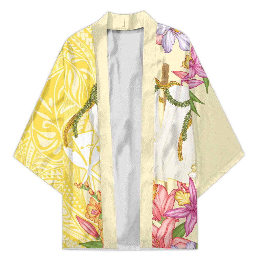 Aloha Hawaii Kanaka Makahiki Kimono Akua Loa - Festive Golden Sand LT7 Unisex Sandy Yellow - Polynesian Pride