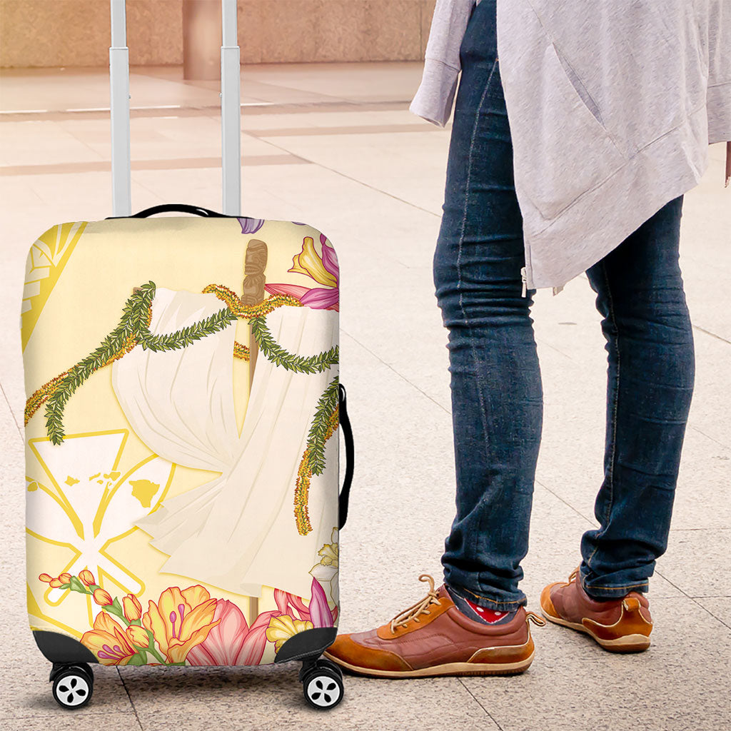 Aloha Hawaii Kanaka Makahiki Luggage Cover Akua Loa - Festive Golden Sand LT7 Sandy Yellow - Polynesian Pride