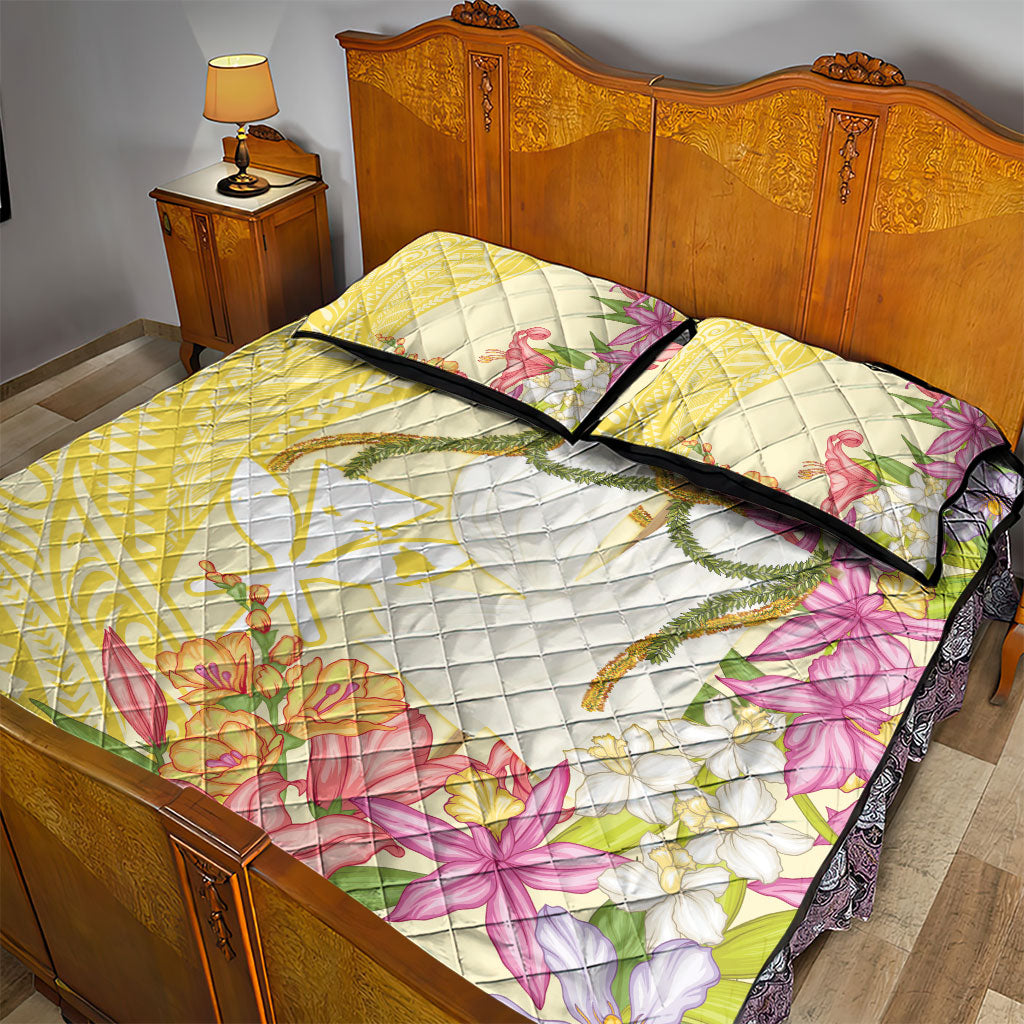 Aloha Hawaii Kanaka Makahiki Quilt Bed Set Akua Loa - Festive Golden Sand LT7 - Polynesian Pride