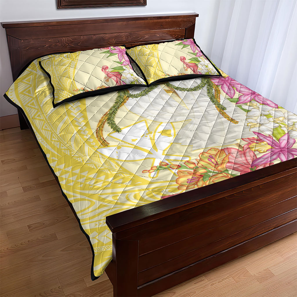 Aloha Hawaii Kanaka Makahiki Quilt Bed Set Akua Loa - Festive Golden Sand LT7 - Polynesian Pride
