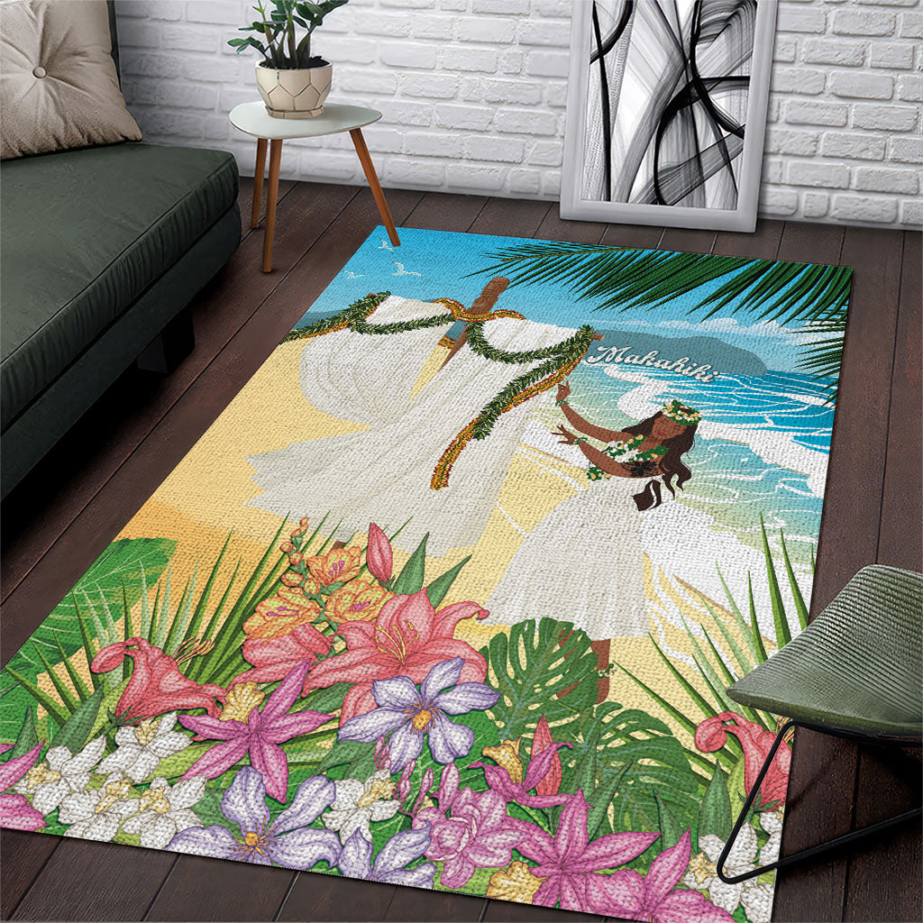 Aloha Hawaii Makahiki Hula Dance Area Rug Beach Scenery LT7 Multicolor - Polynesian Pride