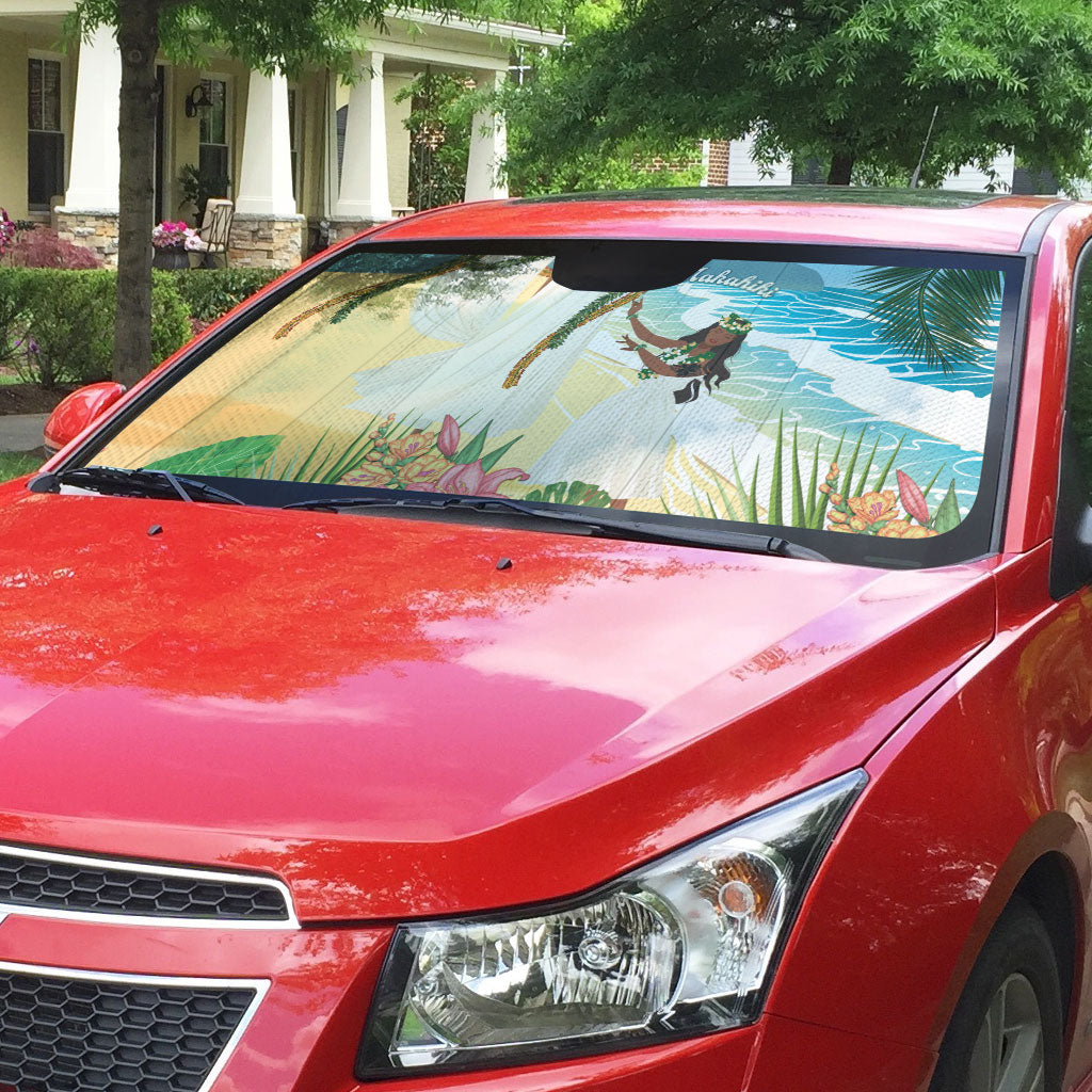 Aloha Hawaii Makahiki Hula Dance Auto Sun Shade Beach Scenery LT7 - Polynesian Pride