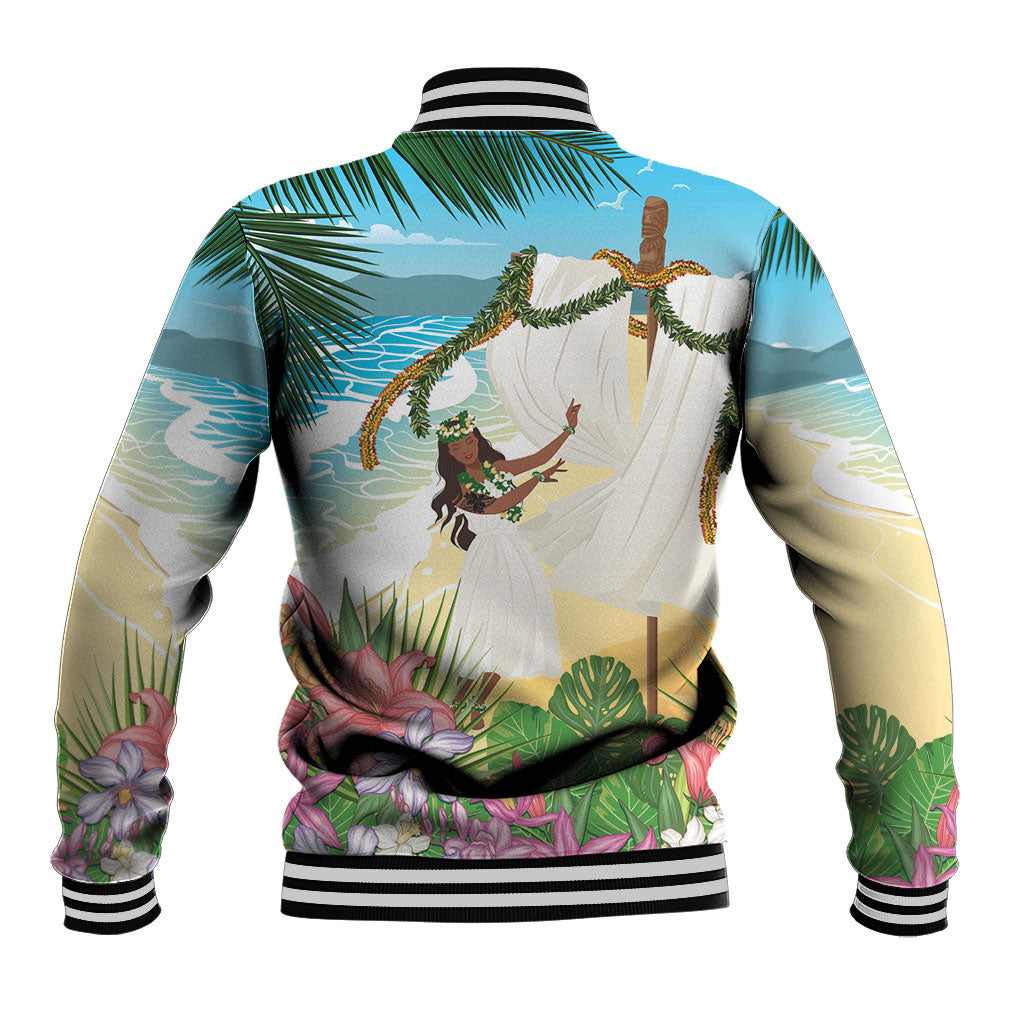 Aloha Hawaii Makahiki Hula Dance Baseball Jacket Beach Scenery