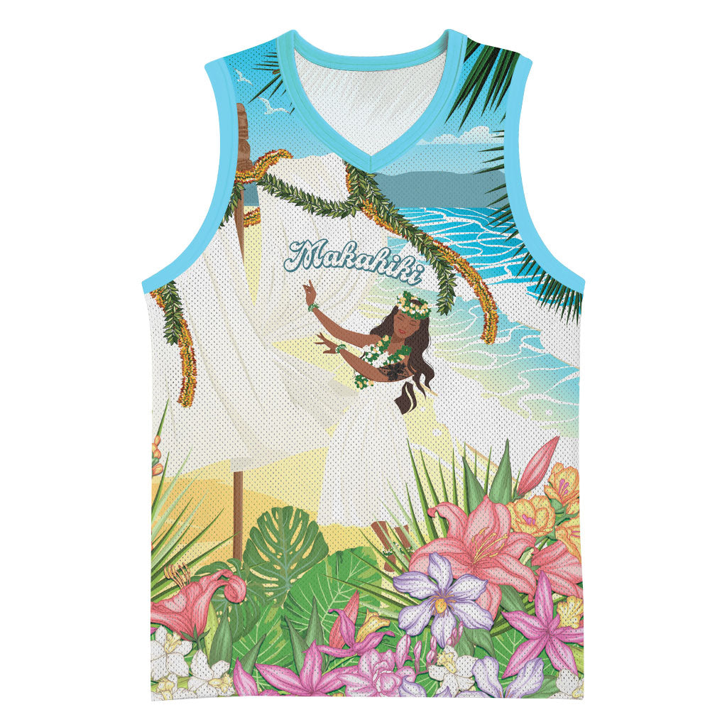 Aloha Hawaii Makahiki Hula Dance Basketball Jersey Beach Scenery