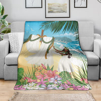 Aloha Hawaii Makahiki Hula Dance Blanket Beach Scenery