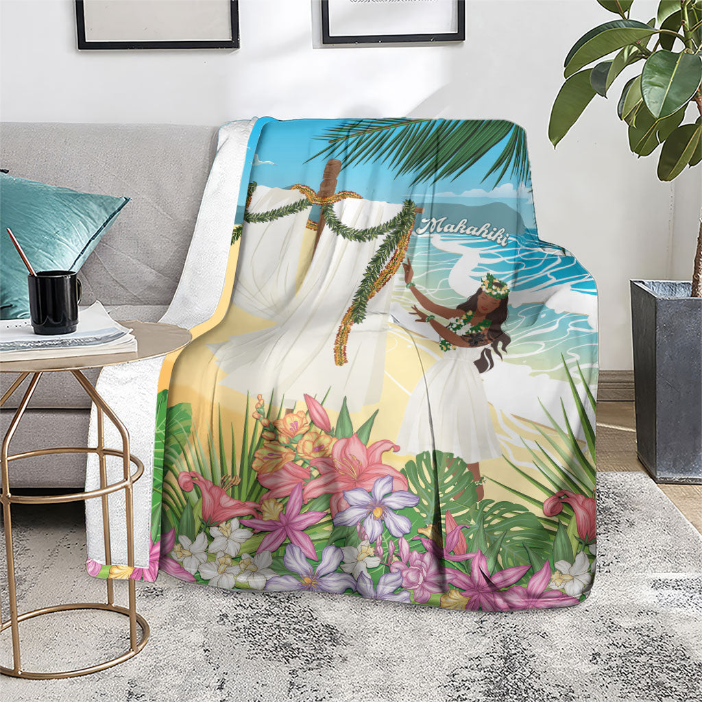 Aloha Hawaii Makahiki Hula Dance Blanket Beach Scenery