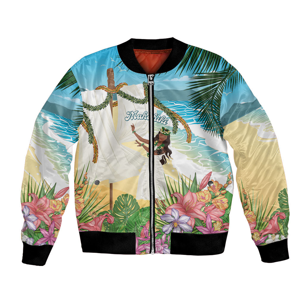 Aloha Hawaii Makahiki Hula Dance Bomber Jacket Beach Scenery