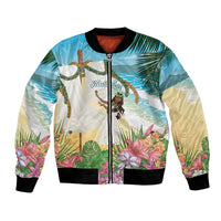 Aloha Hawaii Makahiki Hula Dance Bomber Jacket Beach Scenery