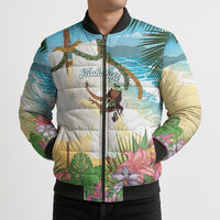 Aloha Hawaii Makahiki Hula Dance Bomber Puffer Jacket Beach Scenery