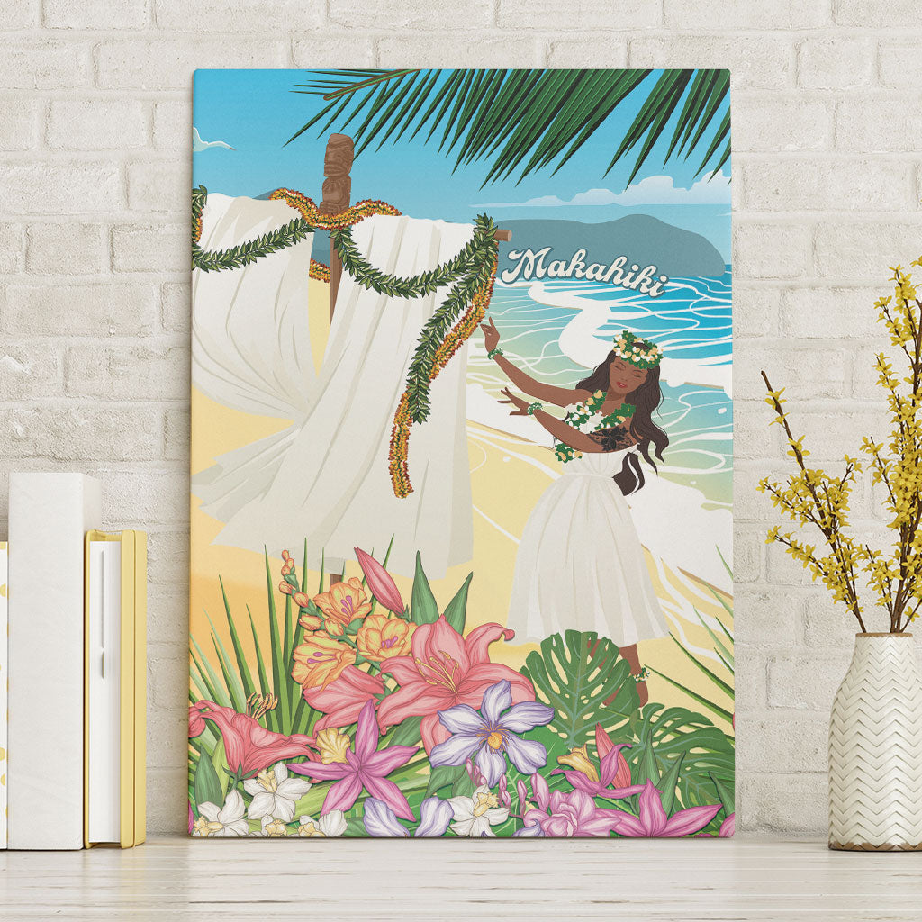 Aloha Hawaii Makahiki Hula Dance Canvas Wall Art Beach Scenery