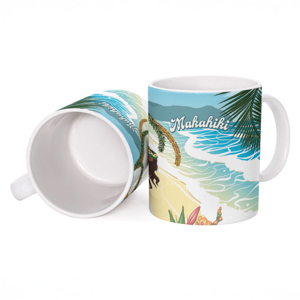 Aloha Hawaii Makahiki Hula Dance Ceramic Mug Beach Scenery