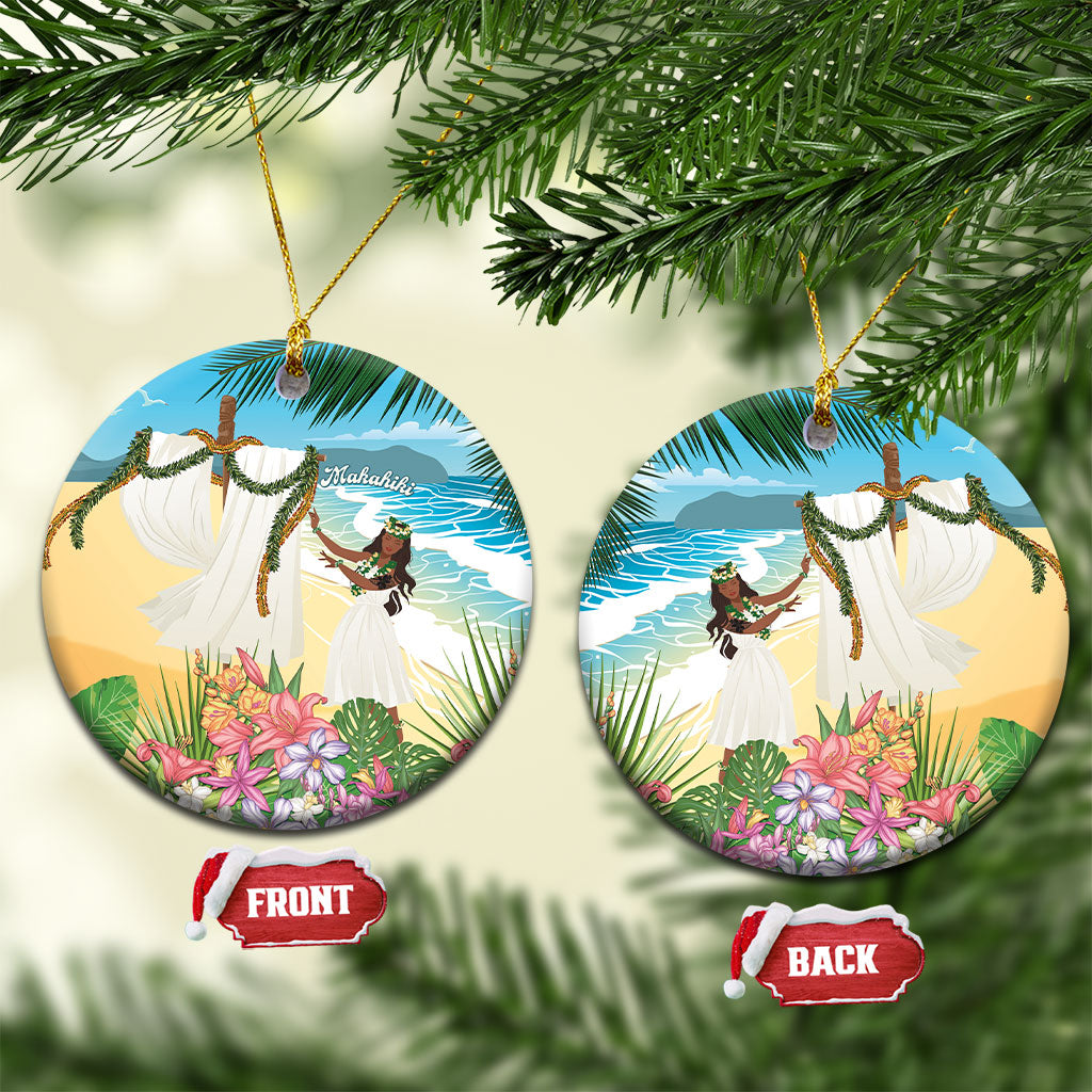 Aloha Hawaii Makahiki Hula Dance Ceramic Ornament Beach Scenery LT7 Circle Multicolor - Polynesian Pride