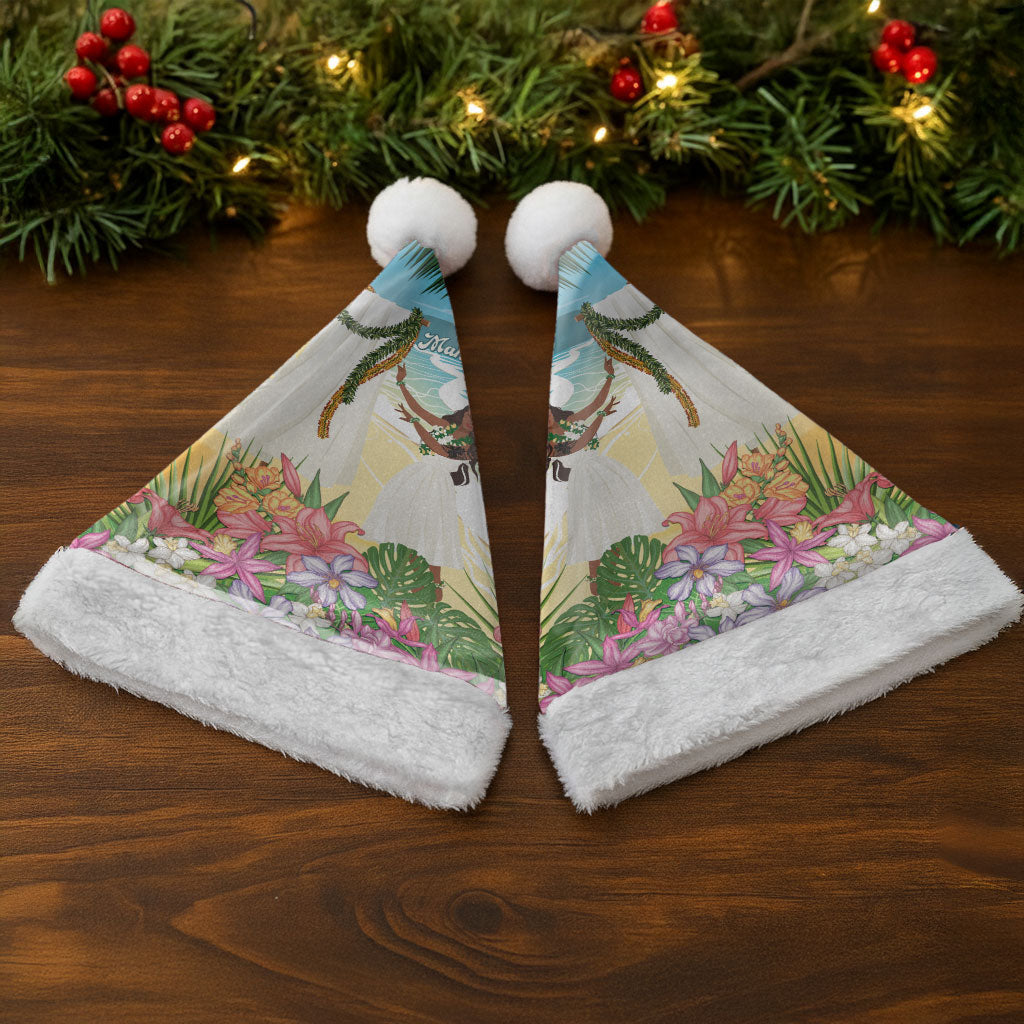 Aloha Hawaii Makahiki Hula Dance Christmas Santa Hat Beach Scenery
