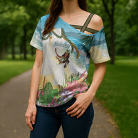 Aloha Hawaii Makahiki Hula Dance Cross Shoulder Shirt Beach Scenery