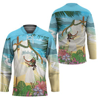 Aloha Hawaii Makahiki Hula Dance Hockey Jersey Beach Scenery