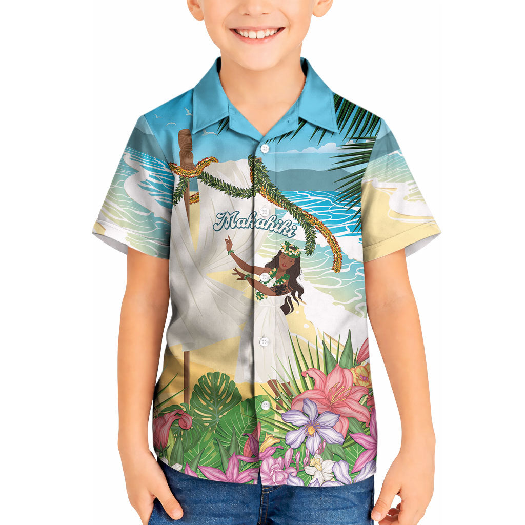 Aloha Hawaii Makahiki Hula Dance Kid Hawaiian Shirt Beach Scenery