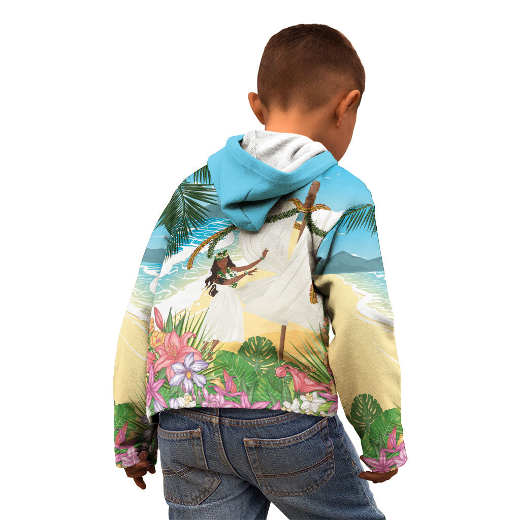 Aloha Hawaii Makahiki Hula Dance Kid Hoodie Beach Scenery