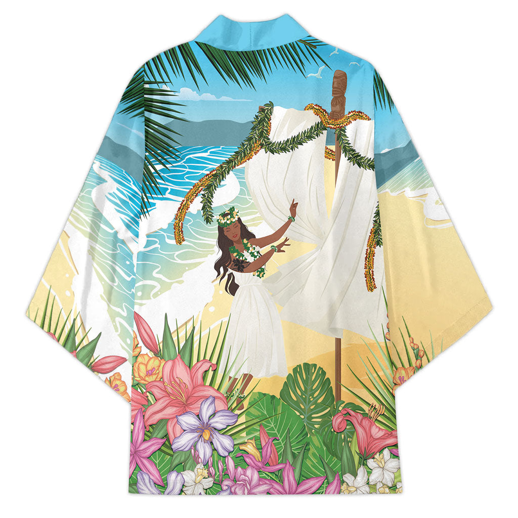Aloha Hawaii Makahiki Hula Dance Kimono Beach Scenery LT7 - Polynesian Pride