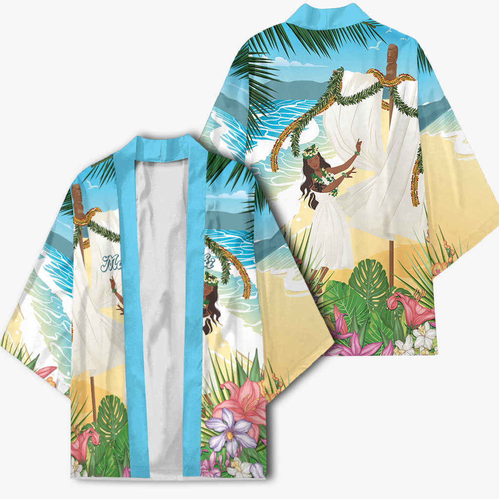 Aloha Hawaii Makahiki Hula Dance Kimono Beach Scenery LT7 - Polynesian Pride
