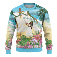 Aloha Hawaii Makahiki Hula Dance Ugly Christmas Sweater Beach Scenery