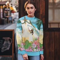 Aloha Hawaii Makahiki Hula Dance Ugly Christmas Sweater Beach Scenery