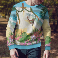 Aloha Hawaii Makahiki Hula Dance Ugly Christmas Sweater Beach Scenery