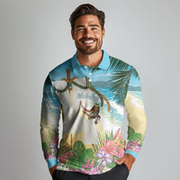 Aloha Hawaii Makahiki Hula Dance Long Sleeve Polo Shirt Beach Scenery LT7 - Polynesian Pride