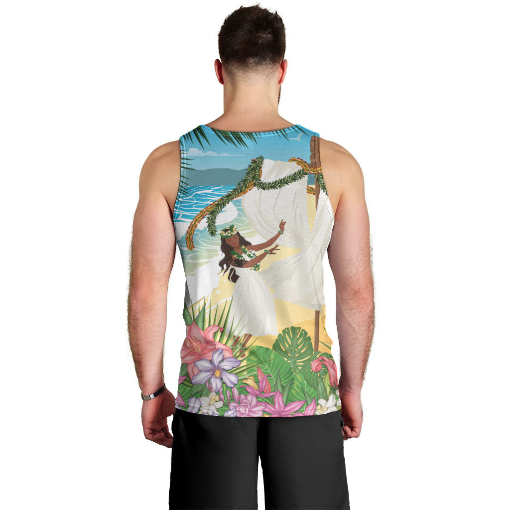 Aloha Hawaii Makahiki Hula Dance Men Tank Top Beach Scenery