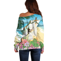 Aloha Hawaii Makahiki Hula Dance Off Shoulder Sweater Beach Scenery LT7 - Polynesian Pride