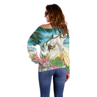 Aloha Hawaii Makahiki Hula Dance Off Shoulder Sweater Beach Scenery LT7 - Polynesian Pride