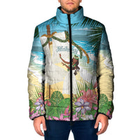 Aloha Hawaii Makahiki Hula Dance Padded Jacket Beach Scenery