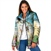 Aloha Hawaii Makahiki Hula Dance Padded Jacket Beach Scenery