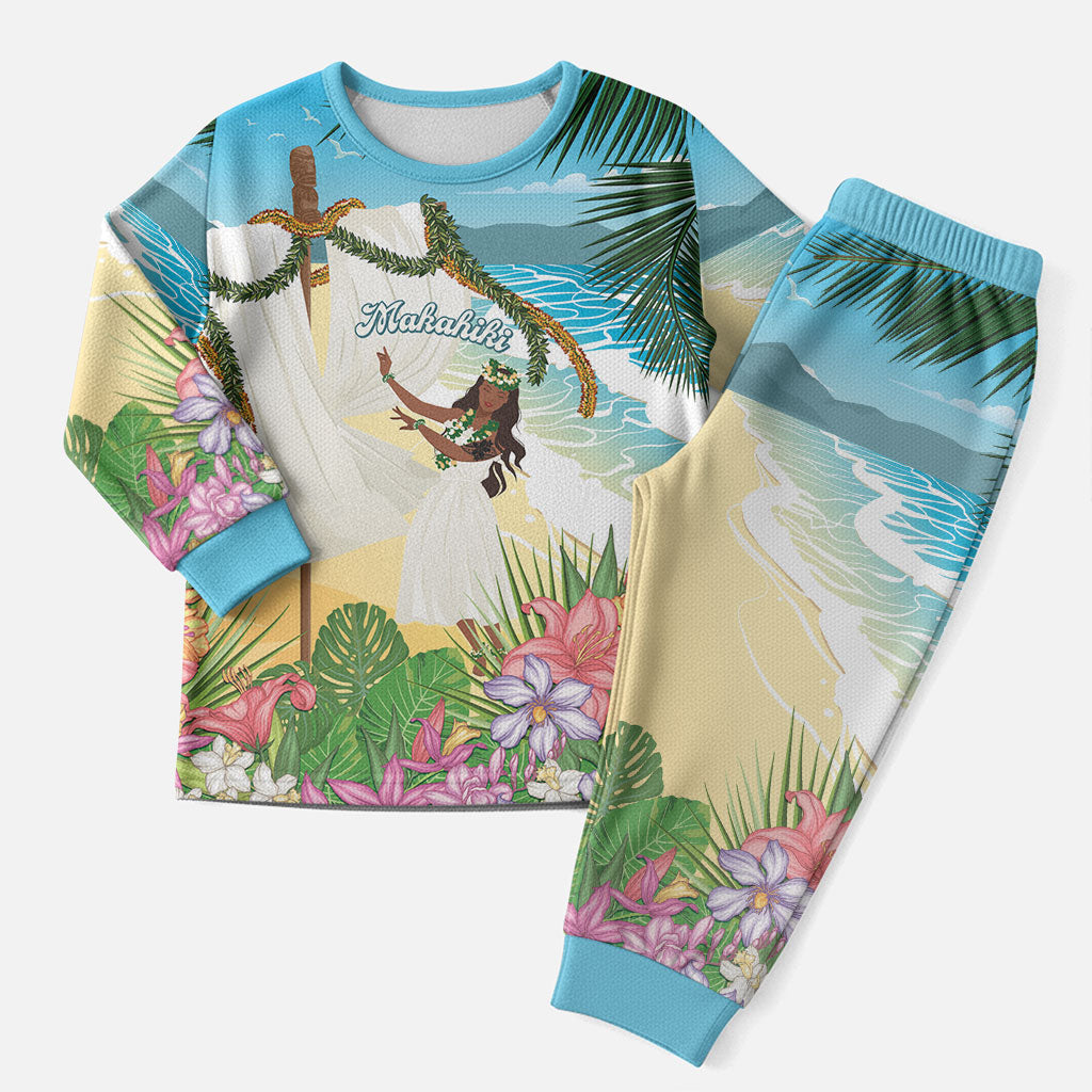 Aloha Hawaii Makahiki Hula Dance Christmas Pajama Set Beach Scenery