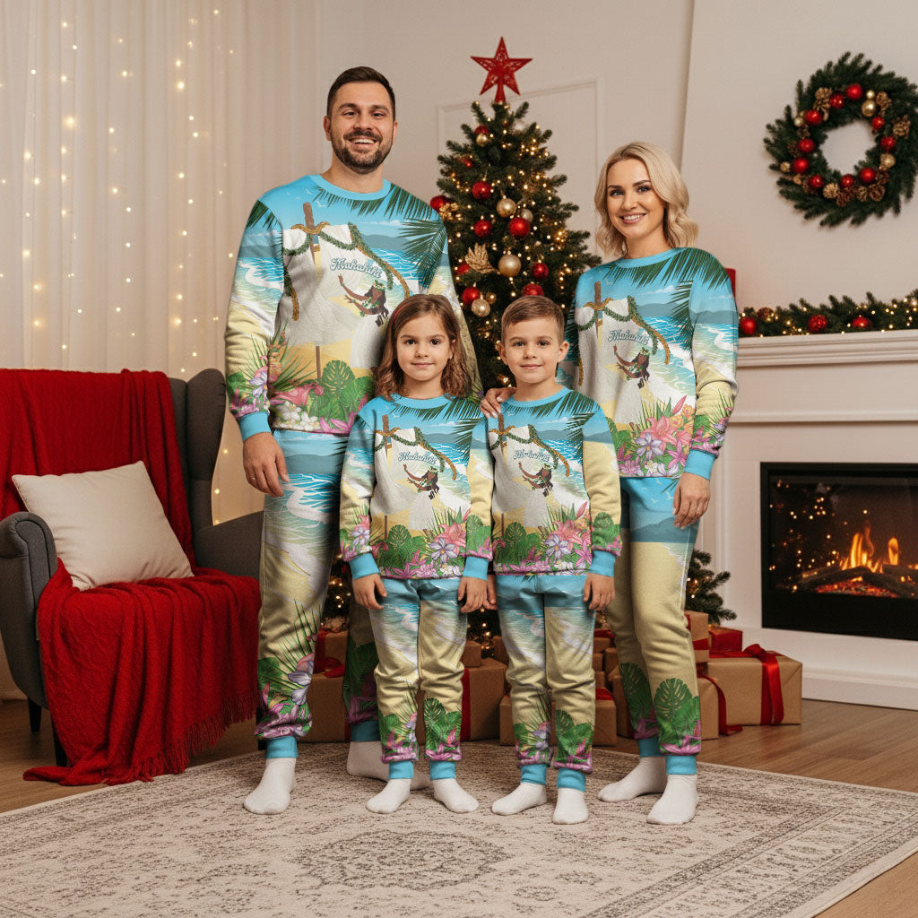 Aloha Hawaii Makahiki Hula Dance Christmas Pajama Set Beach Scenery