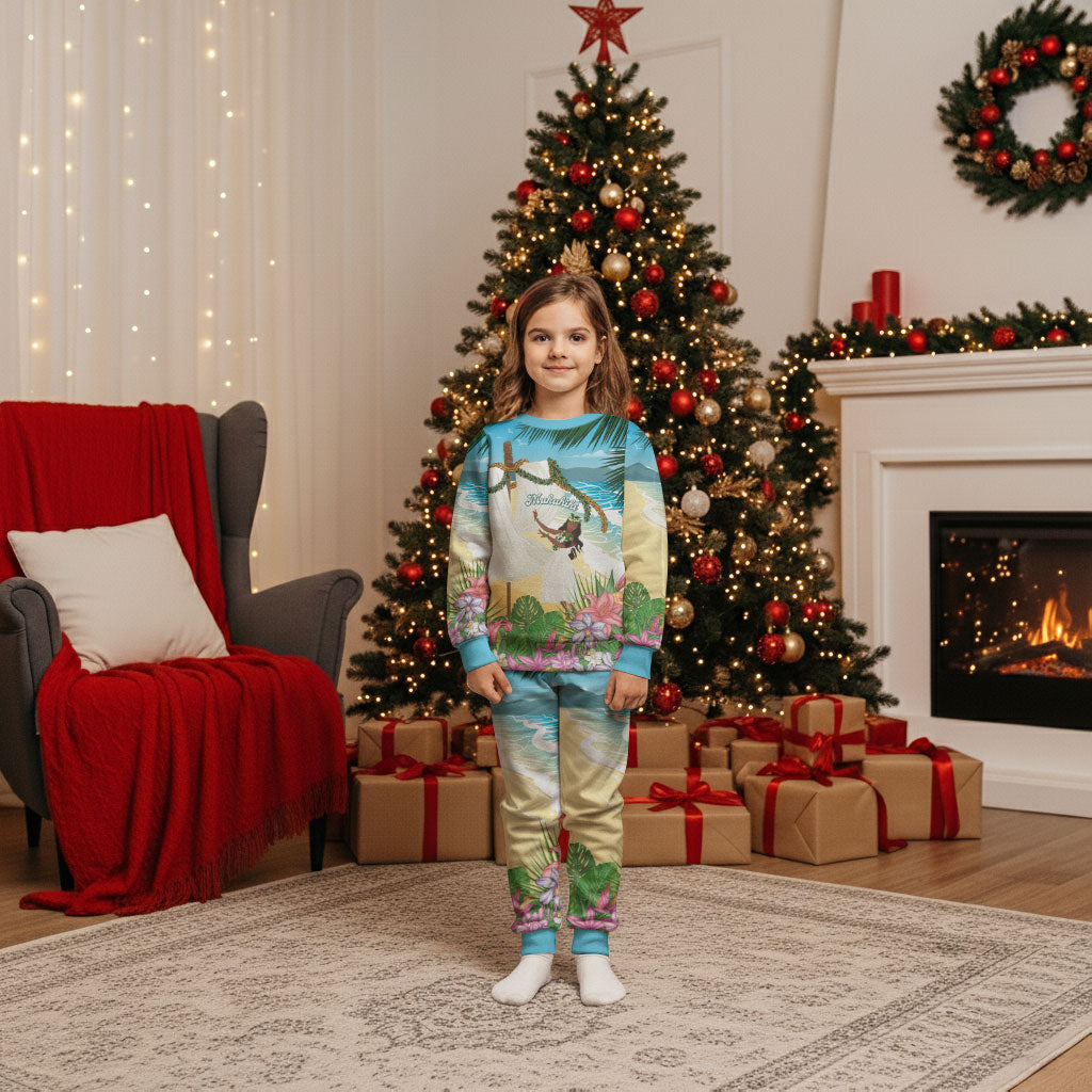 Aloha Hawaii Makahiki Hula Dance Christmas Pajama Set Beach Scenery