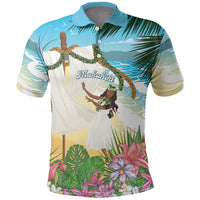 Aloha Hawaii Makahiki Hula Dance Polo Shirt Beach Scenery