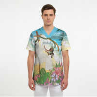 Aloha Hawaii Makahiki Hula Dance Scrub Top Beach Scenery LT7 - Polynesian Pride