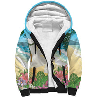 Aloha Hawaii Makahiki Hula Dance Sherpa Hoodie Beach Scenery