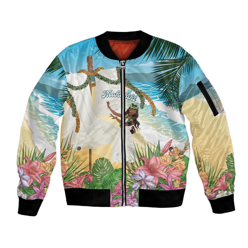 Aloha Hawaii Makahiki Hula Dance Sleeve Zip Bomber Jacket Beach Scenery LT7 Unisex Multicolor - Polynesian Pride