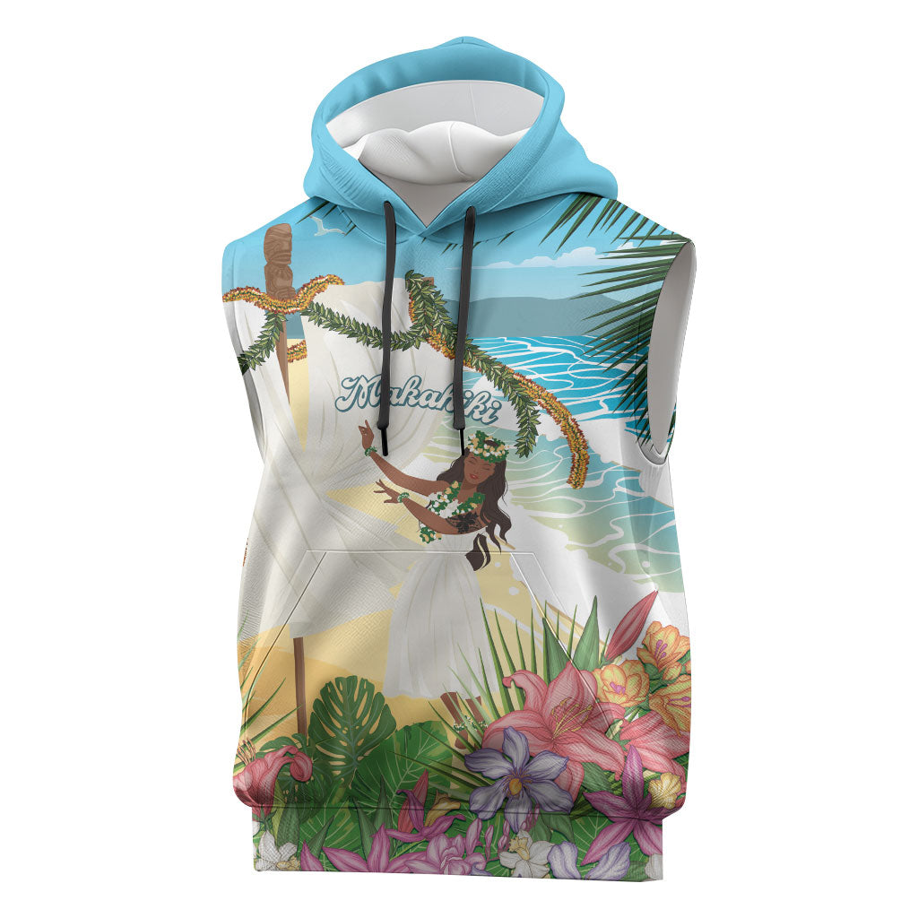 Aloha Hawaii Makahiki Hula Dance Sleeveless Hoodie Beach Scenery LT7 Multicolor - Polynesian Pride