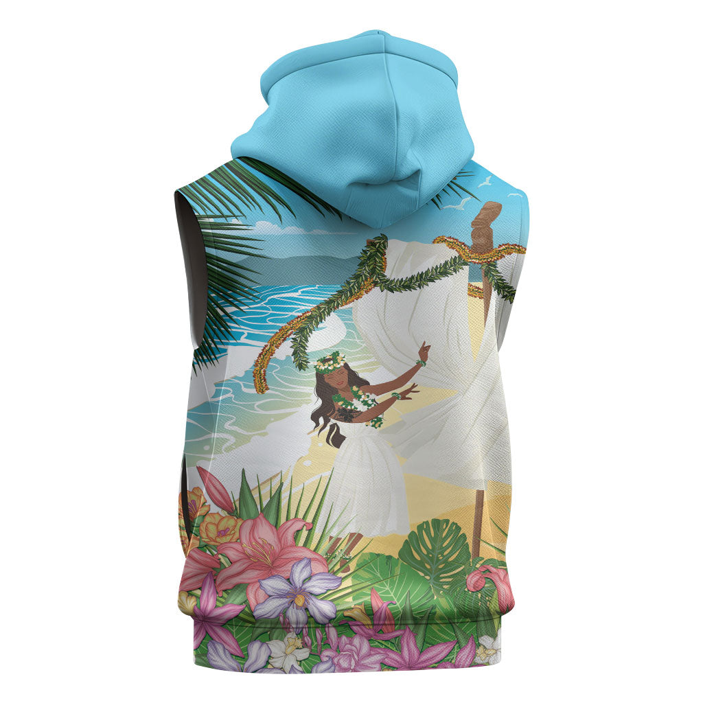Aloha Hawaii Makahiki Hula Dance Sleeveless Hoodie Beach Scenery LT7 - Polynesian Pride